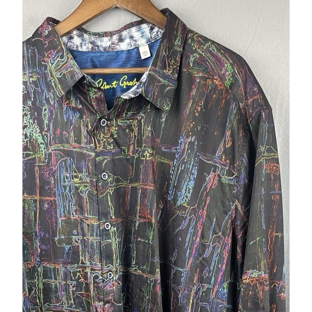 Robert Graham Men's Long Sleeve 4XL Button Down Flip‎ Cuff Black Multi Color